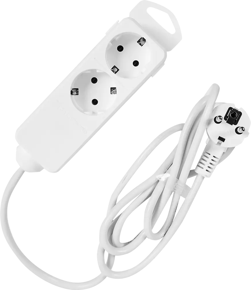 Удлинитель ЗАЩИТА ПРО с заземлением, 2 розетки, 1.8 м, белый 82741169