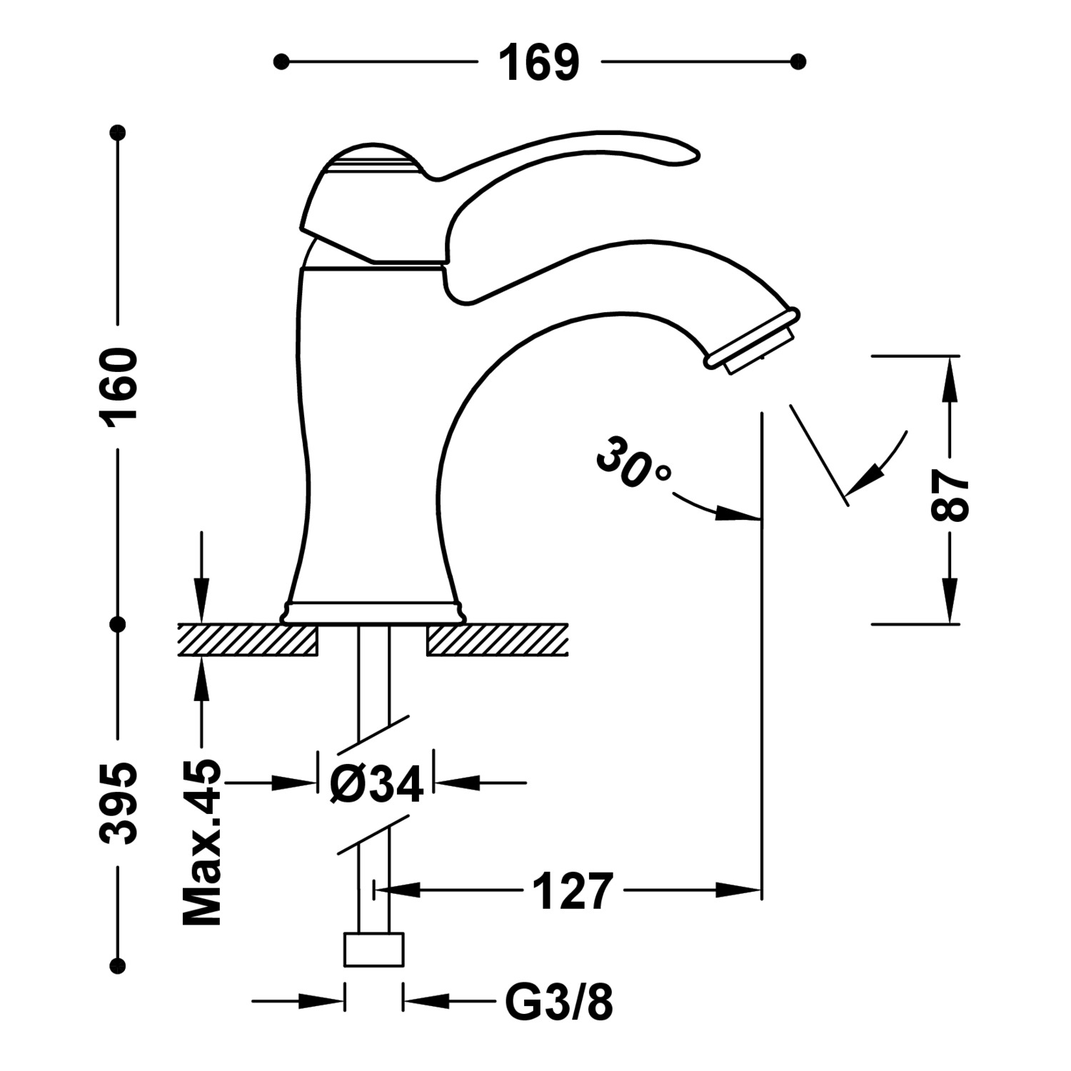 Смеситель для умывальника TRES CLASIC с одной ручкой-24210301AC TRES  - Вид №1