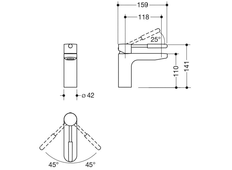 AQ1B12M10260 Однорычажный смеситель для раковины HEWI System-Armaturen  - Вид №6
