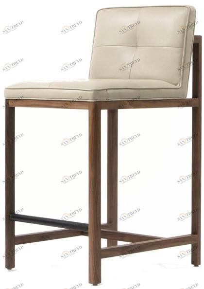BassamFellows Стул из мягкой кожи со спинкой Wood frame dining Cb-542