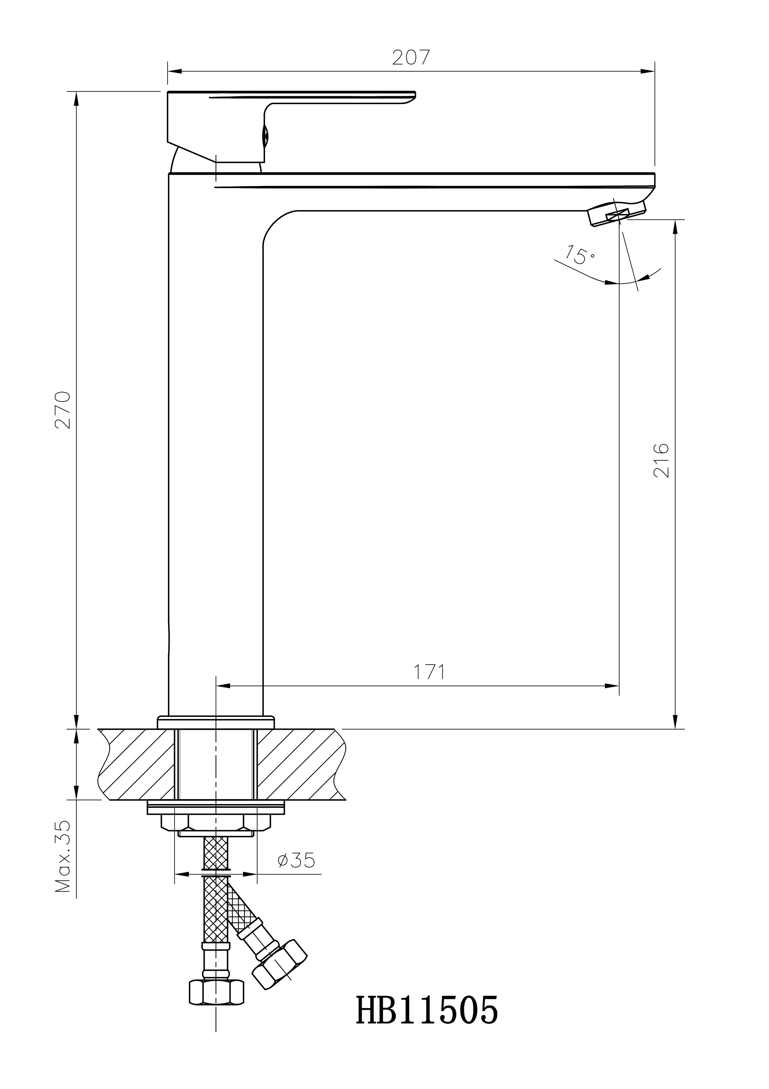HB11505 Смеситель для раковины , хром Haiba  - Вид №2