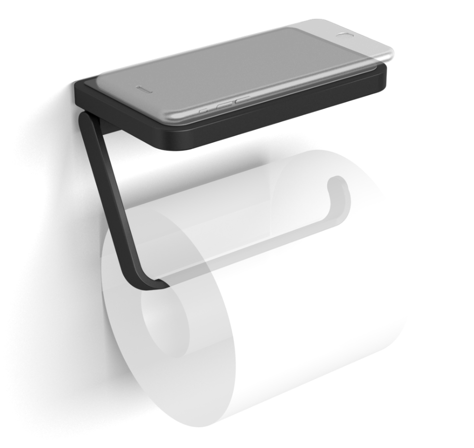 35041D-BP Бумагодержатель ACCESSORIES подвесной с полкой цвет черный матовый LANGBERGER Accessories, BLACK EDITION - Вид №1