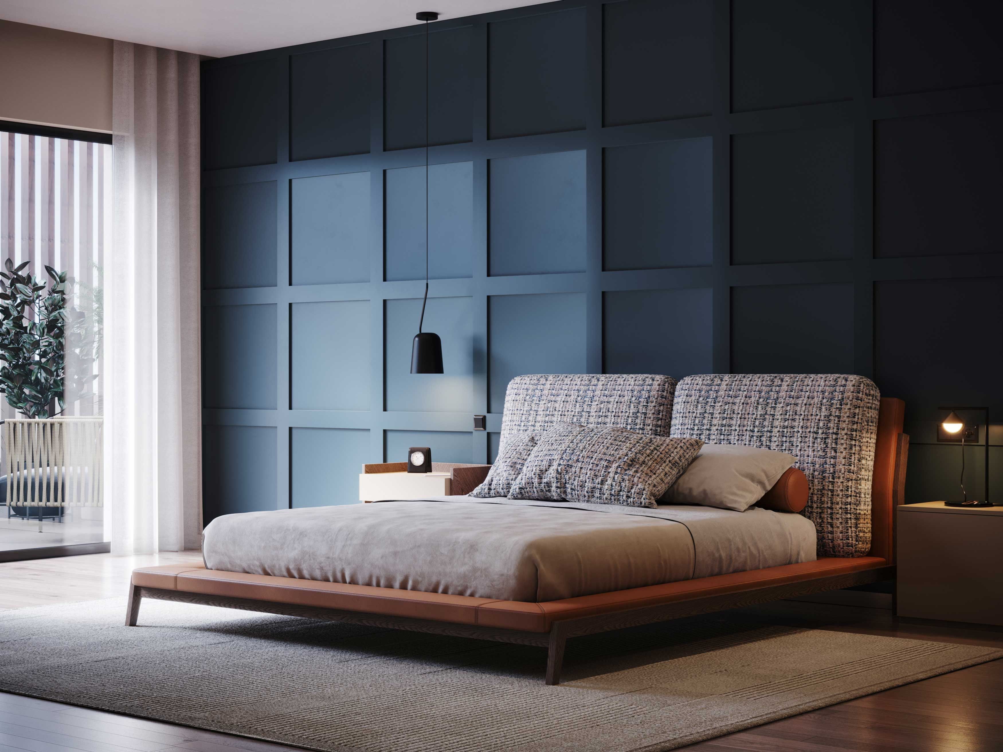 Двуспальная кровать из верблюда с мягким изголовьем Stylish Club Milos ARCH-00047409 - Вид №5