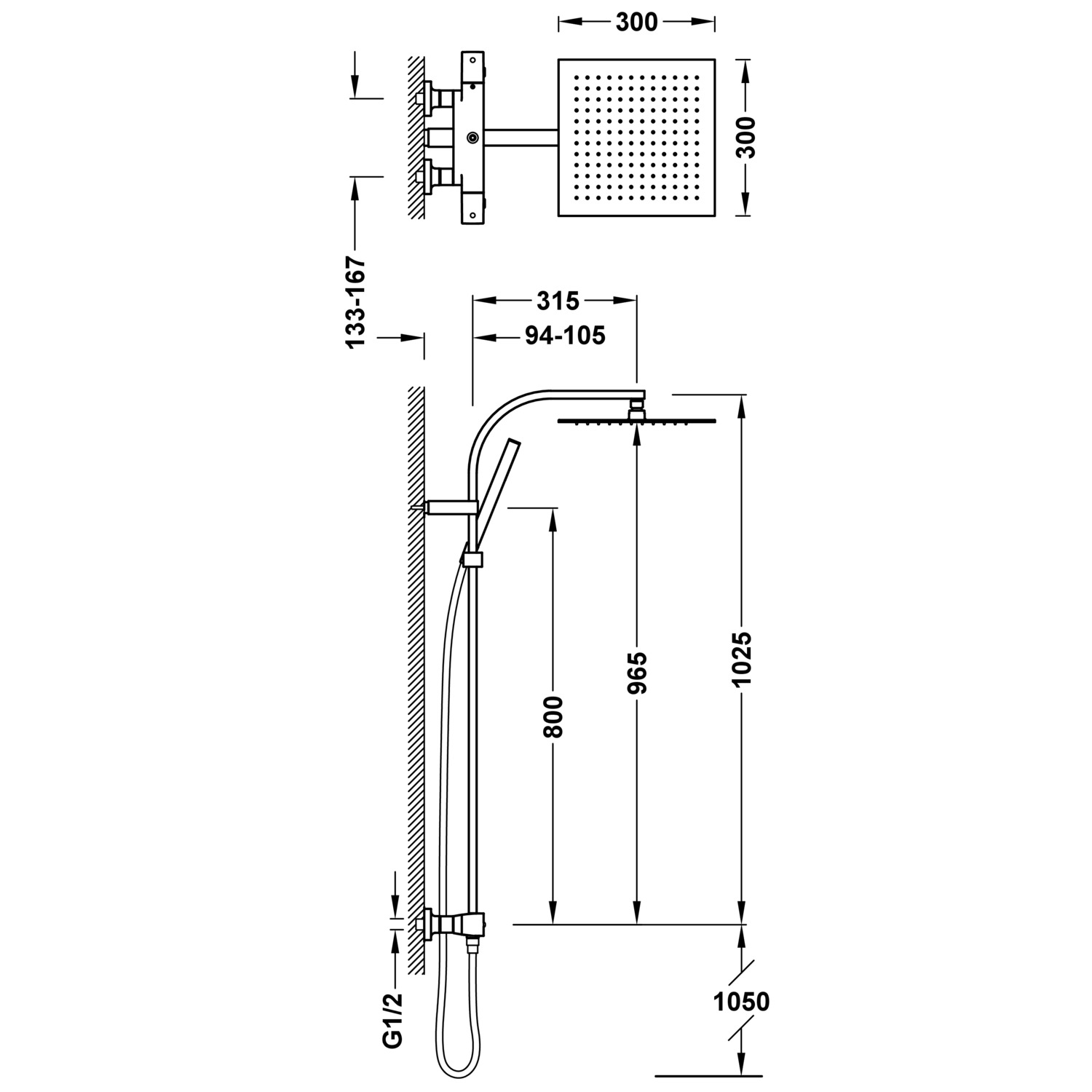 НАСТЕННЫЙ 2-полосный настенный термостатический смеситель для душа-19039308OM TRES Thermostatic - Вид №1