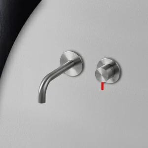 Смеситель для раковины сталь матовая с красной ручкой Toki Radomonte TKI18SCIL25