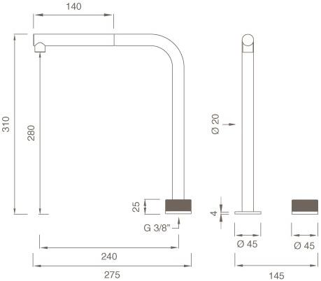 Ceadesign Гидропрогрессивный смеситель на 2 отверстия с поворотным изливом App App 02 - Вид №1