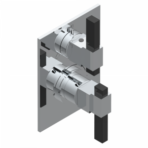 A60-5500BE Ручка регулировки и маховик 2-канального переключателя для термостатического смесителя арт. 5500AE Thg-paris Marina c чёрным ониксом Хром