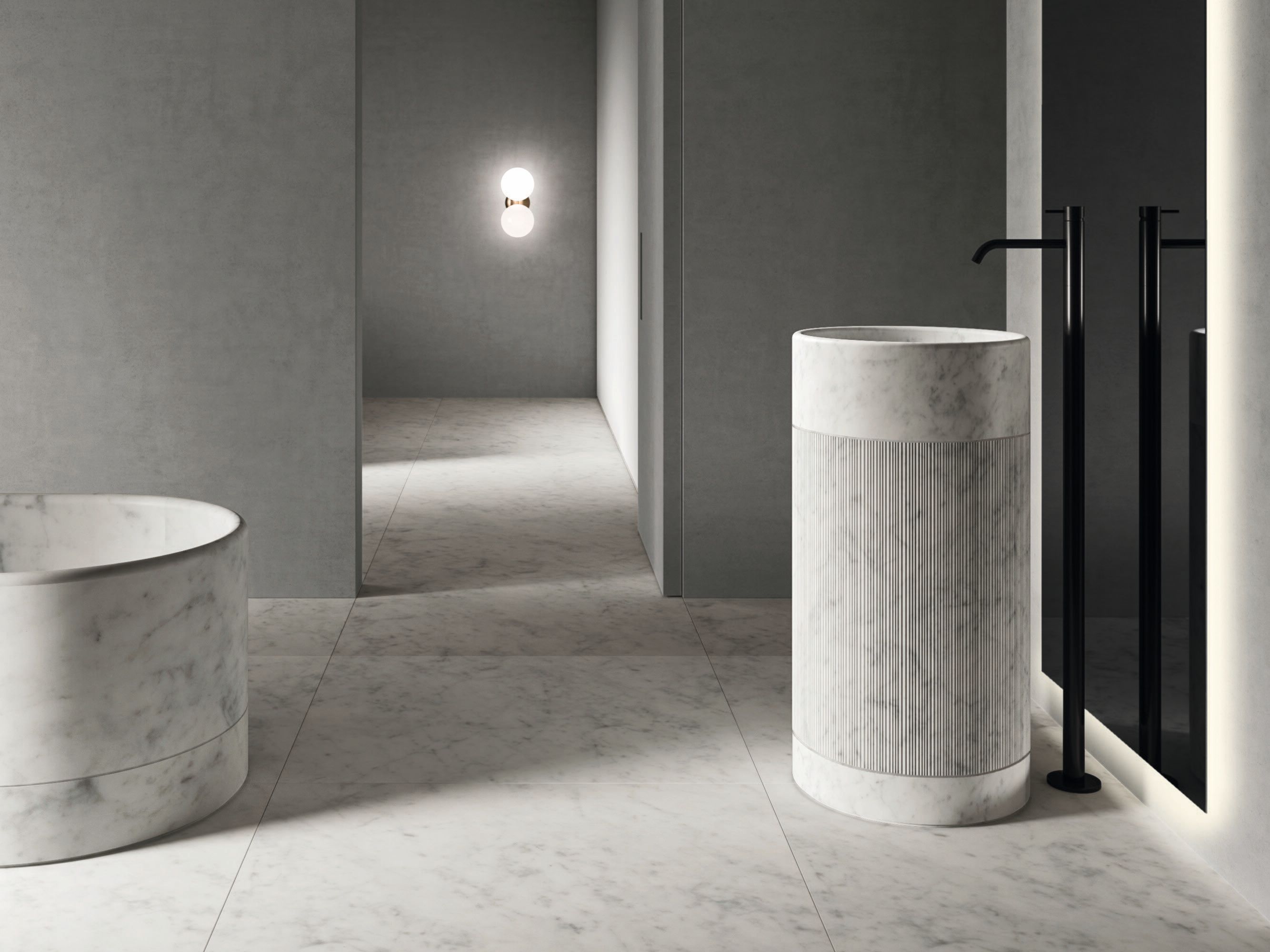 Каррарский мрамор отдельно стоящий круглый умывальник Noorth Рим ARCH-00036584 - Вид №2