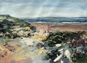 Картина на холсте 90х120 см "Растения у моря" EVENHOME КАРТИНЫ МАСЛОМ 129980 Бежевый;голубой;синий;разноцветный