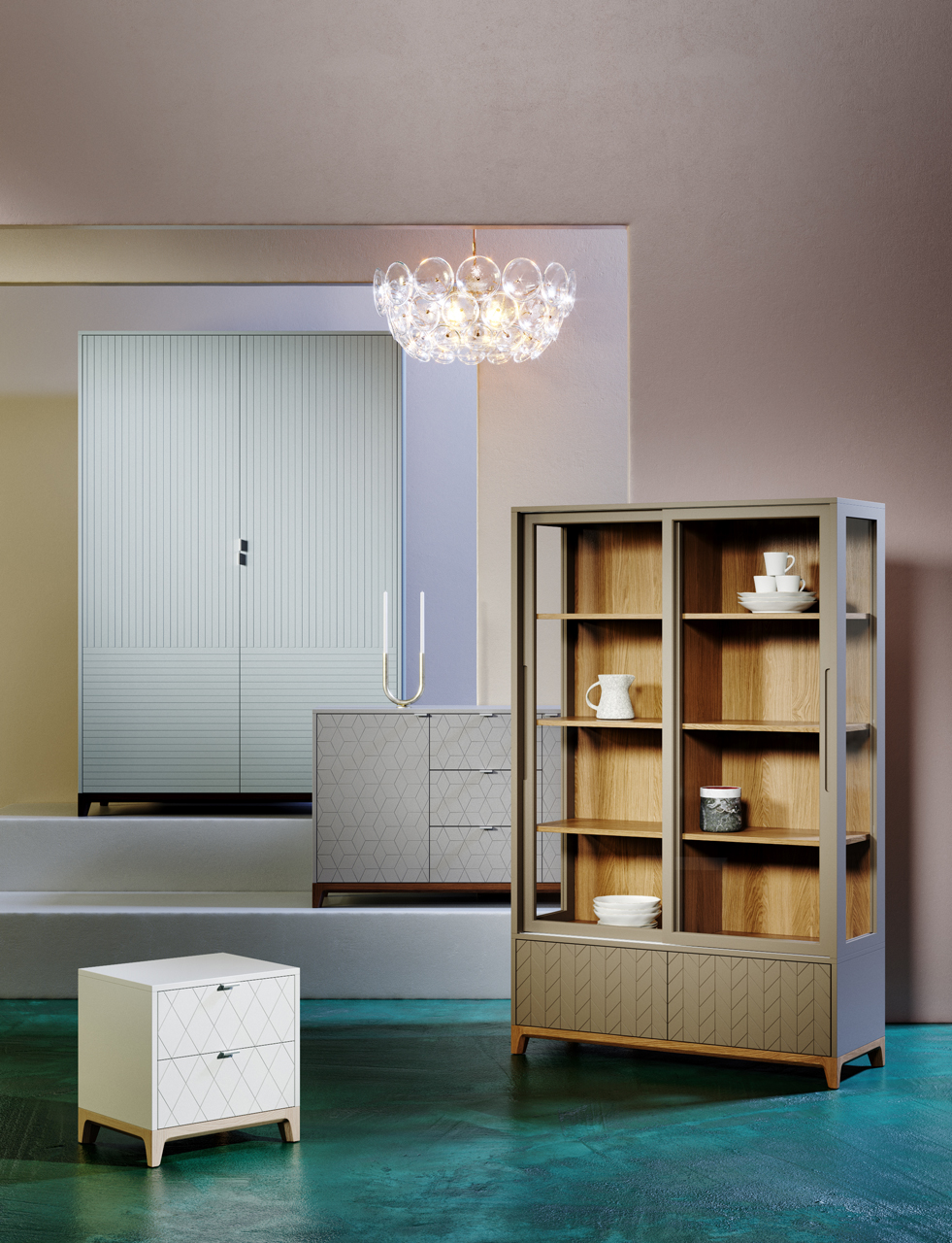 Шкаф распашной двухдверный осветленный дуб Case THE IDEA  210357 Бежевый  - Вид №4