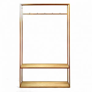 Вешалка в прихожую с полкой золото, светлый дуб Hallra 2 gold INTELLIGENT DESIGN ВЕШАЛКИ HALLRA 261046 Золото;коричневый