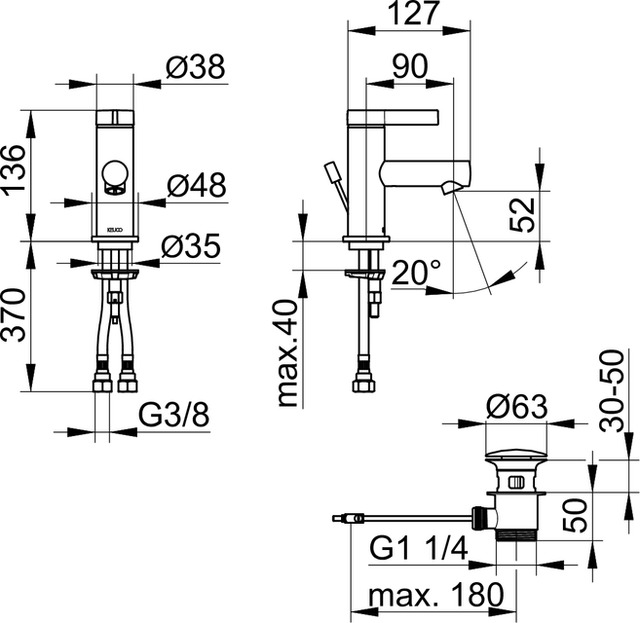 59504371000 Однорычажный смеситель для умывальника 60 KEUCO IXMO - Вид №3