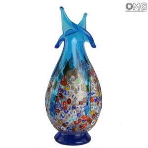 4468 ORIGINALMURANOGLASS Ваза Воздушный змей - голубая - муранское стекло OMG 15 см