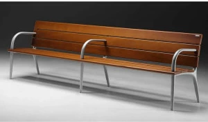 Metalco Деревянная скамья в современном стиле с подлокотниками