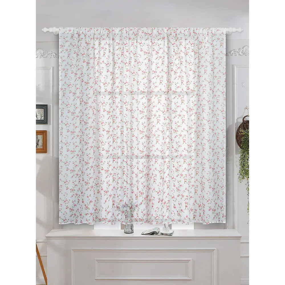 Тюль «Цветы» 1 п/м 280 см лён цвет красный ТОРГОВЫЙ ДОМ ТЕКСТИЛЬ STLM-2110031 - Вид №5