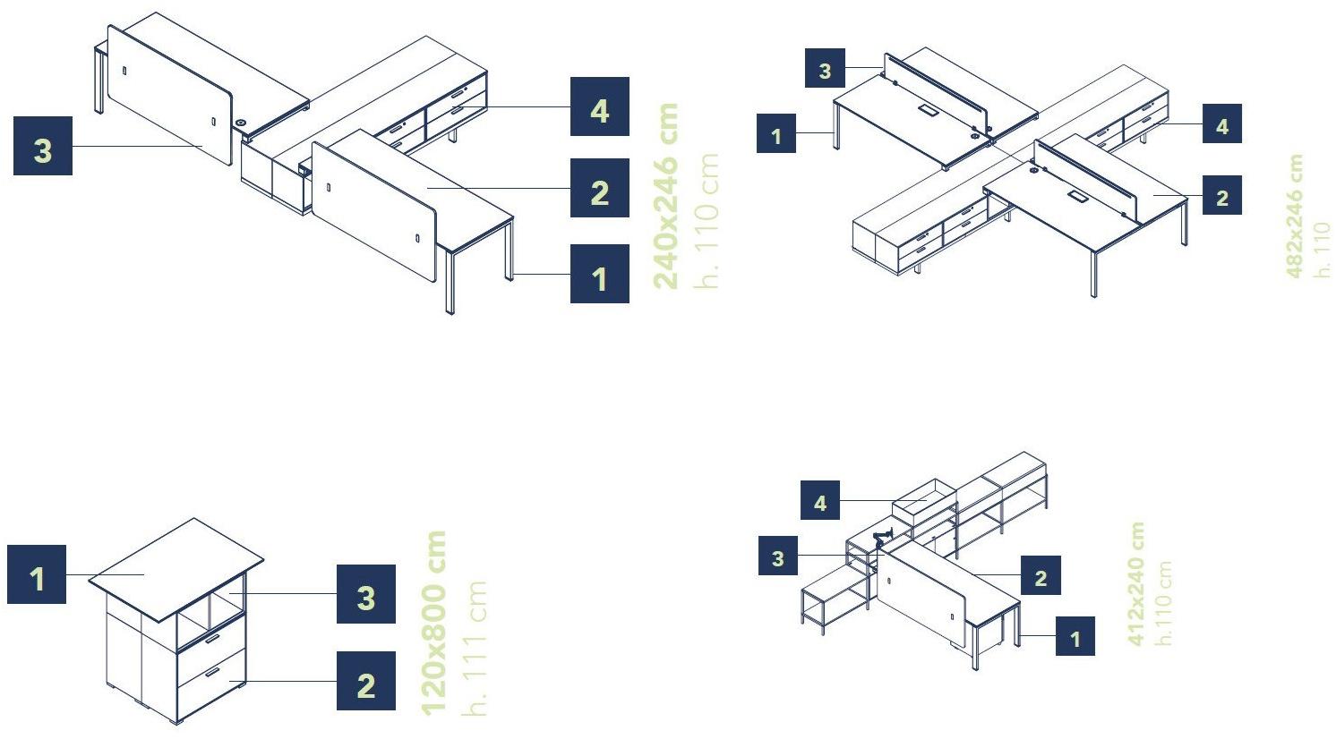Bralco Рабочее место из меламина со встроенной полкой с системой управления кабелями Glider sun-id-1412639 - Вид №4