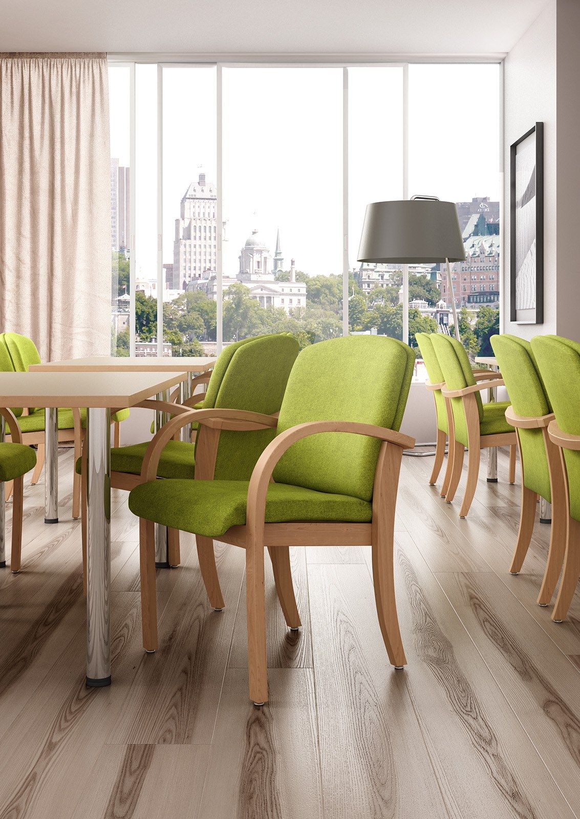 Стул из ламинированного дерева и ткани с подлокотниками Leyform Kali ARCH-00092448 - Вид №3