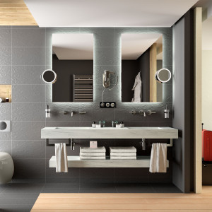 83336 SALGAR Столешница COMPAKT 51 от 1400 до 1600 мм с 2 встроенными мойками ARTIC OAK