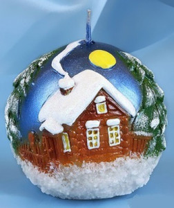 1440 Свеча шар 230 г 8 см "Новогодняя ночь" Омский Свечной