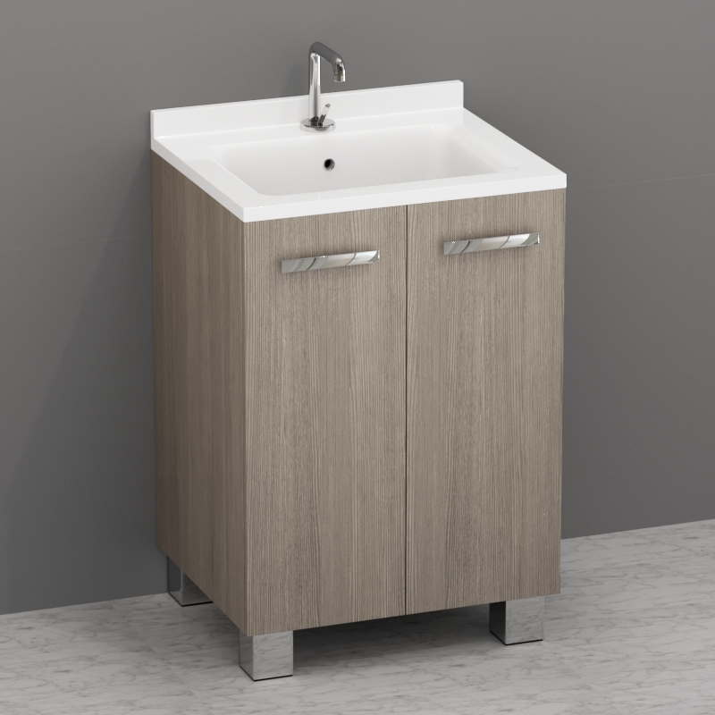 9166k4 Aquadom мебель в комплекте с умывальником 60x50 с сифоном 60 см цвет Темный дуб Kerasan Aquadom Италия