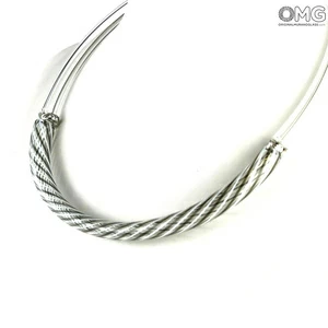 4422 ORIGINALMURANOGLASS Колье Дениз Белое - филигрань - муранское стекло OMG 21 см