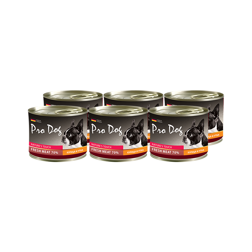 ПР0025893*6 Корм для собак курица, утка конс. 200г (упаковка - 6 шт) PRO DOG 