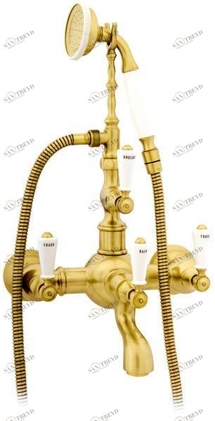 Bronces Mestre Настенный смеситель для ванны на 2 отверстия с ручным душем Retro 035016.m00.30