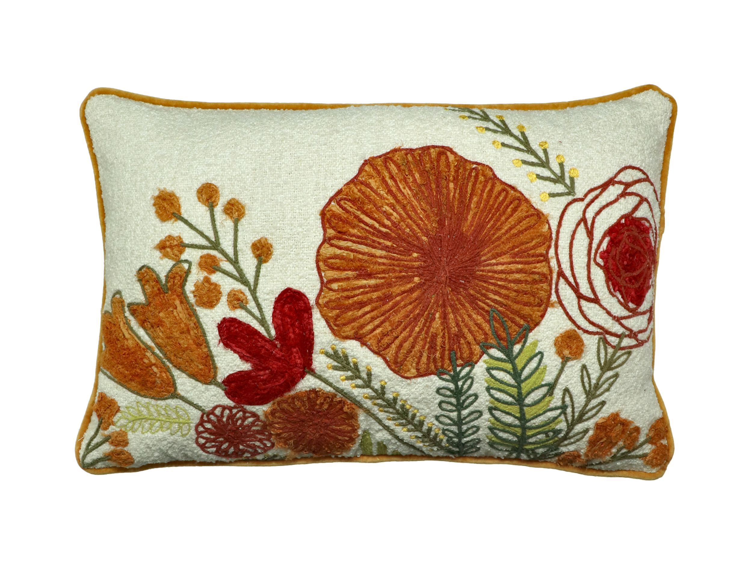 Вышитая вручную хлопковая подушка с цветочным рисунком POMAX ROSETTA ARCH-00049822
