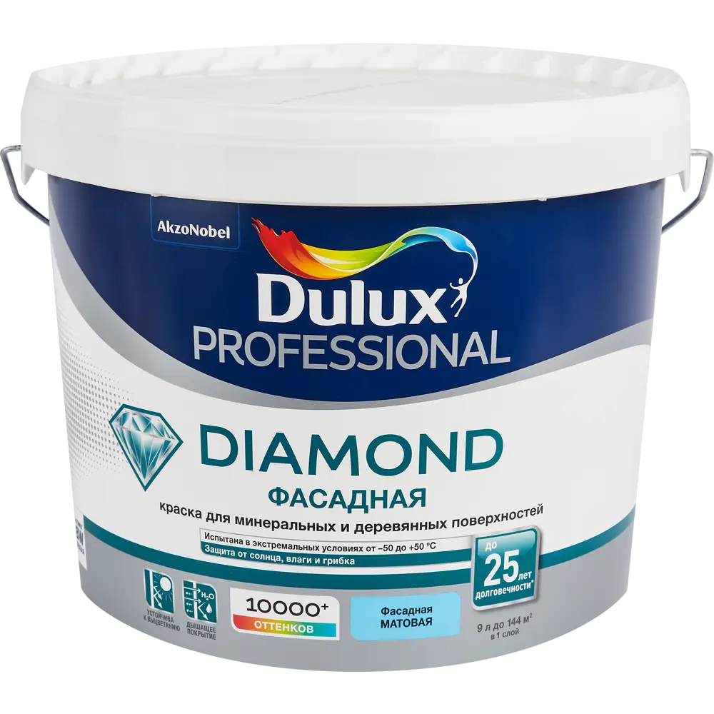Краска фасадная Dulux Professional Diamond матовая цвет белый база А 9л 85638456 STLM-2041043  - Вид №1