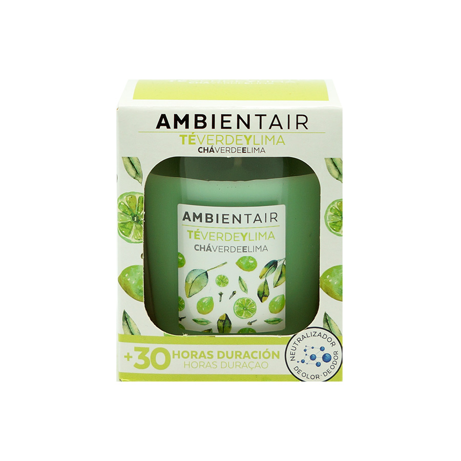 VV001TVAA Свеча ароматическая зеленый чай и лайм 30 ч Ambientair 