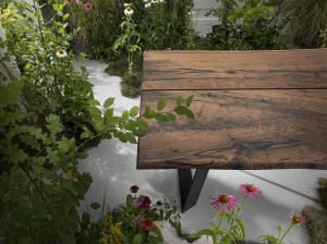 Прямоугольный обеденный стол из стали и дерева