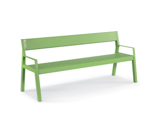 Стальная скамья со спинкой с подлокотниками