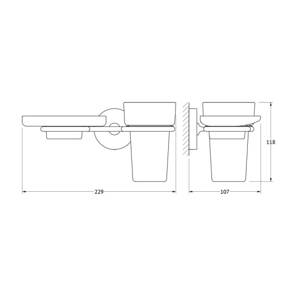 Держатель с матовыми мыльницей и стаканом Ellux ELEGANCE ELE 008-C02 sun-id-561294 - Вид №2