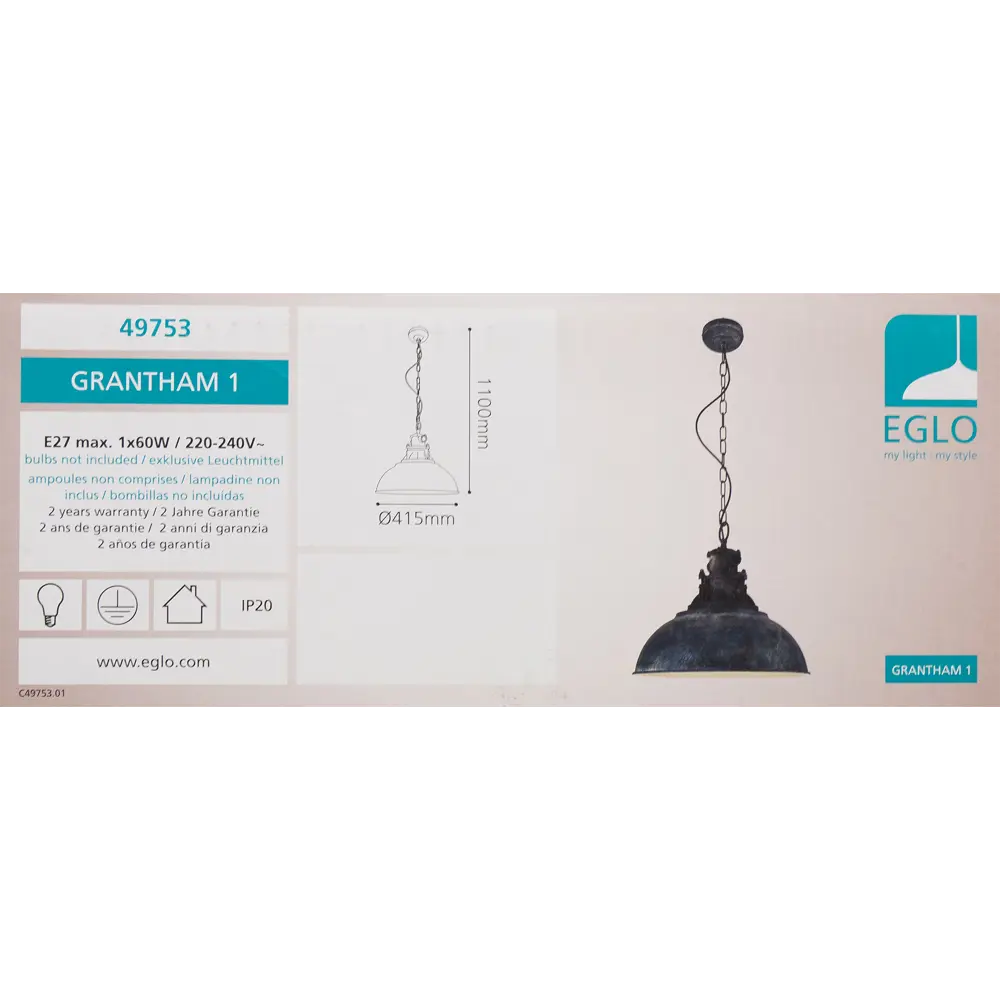 Подвесной светильник Eglo «Grantham» 1xE27x60 Вт 18559611 STLM-2069363 Maytoni  - Вид №7