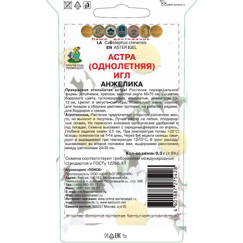 Семена цветов Поиск астра игольчатая Анжелика 86217900 STLM-2057131  - Вид №1