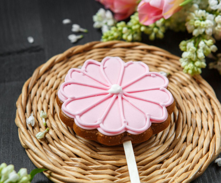 9665 Пряник Цветок розовый Вкусляндия  - Вид №1