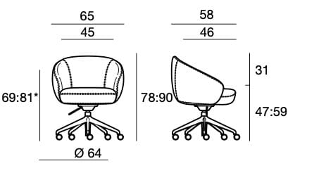 Вращающееся кресло с колесами Sesta Botero Mignon ARCH-00085939 - Вид №16