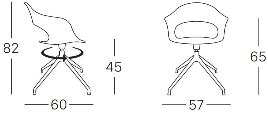 SCAB DESIGN Стул на козелке из ткани с подлокотниками Lady b sun-id-1415768 - Вид №5
