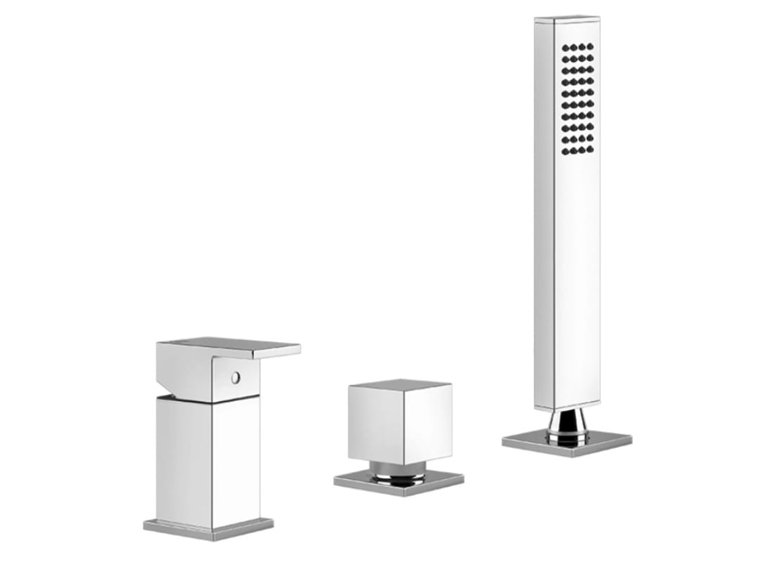 Смеситель для ванны с 3 отверстиями из латуни с ручным душем Gessi прямоугольник ARCH-00083746