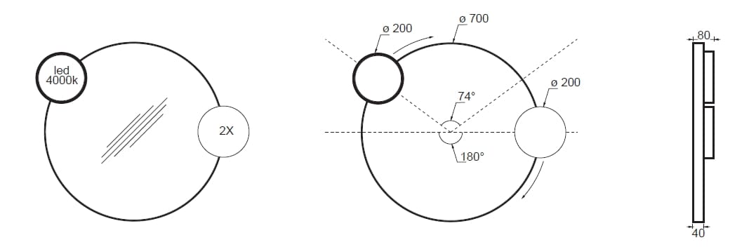 Зеркало со встроенным настенным освещением Alice Ceramica Lunaris ARCH-00034897 - Вид №11