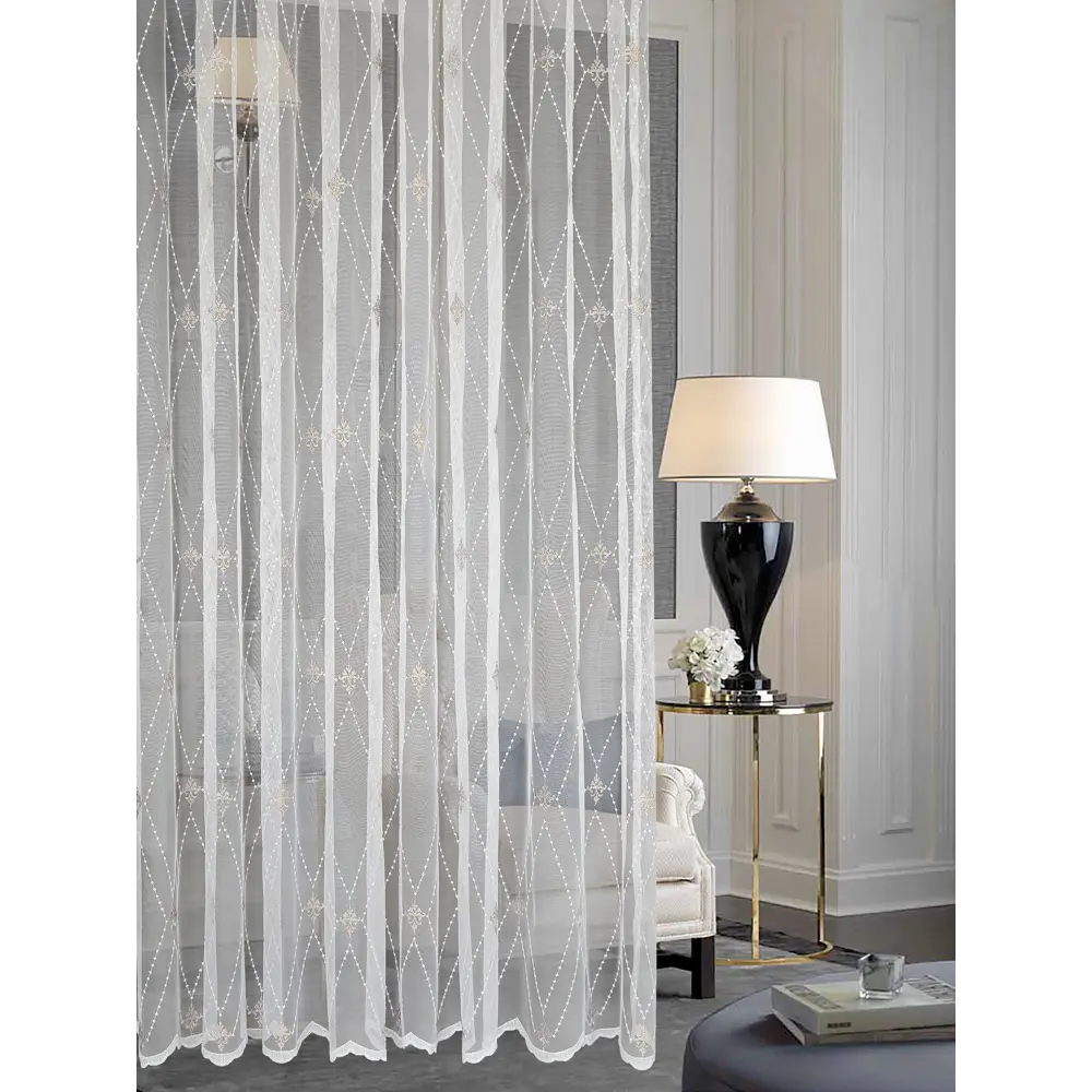 Тюль на ленте Сиена 250x260 см цвет бело-золотистый MIAMOZA STLM-2168258 - Вид №2