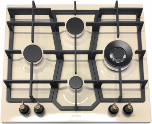 HG 631 CTRB Встраиваемые газовые панели / газовая варочная панель 60см в ретро-дизайне, 4 высокоэффективные конфорки, wok- сверхмощная конфорка, автоматический электроподжиг, газ-контроль каждой конфорки, передние переключатели, чугунные решетки, адаптер