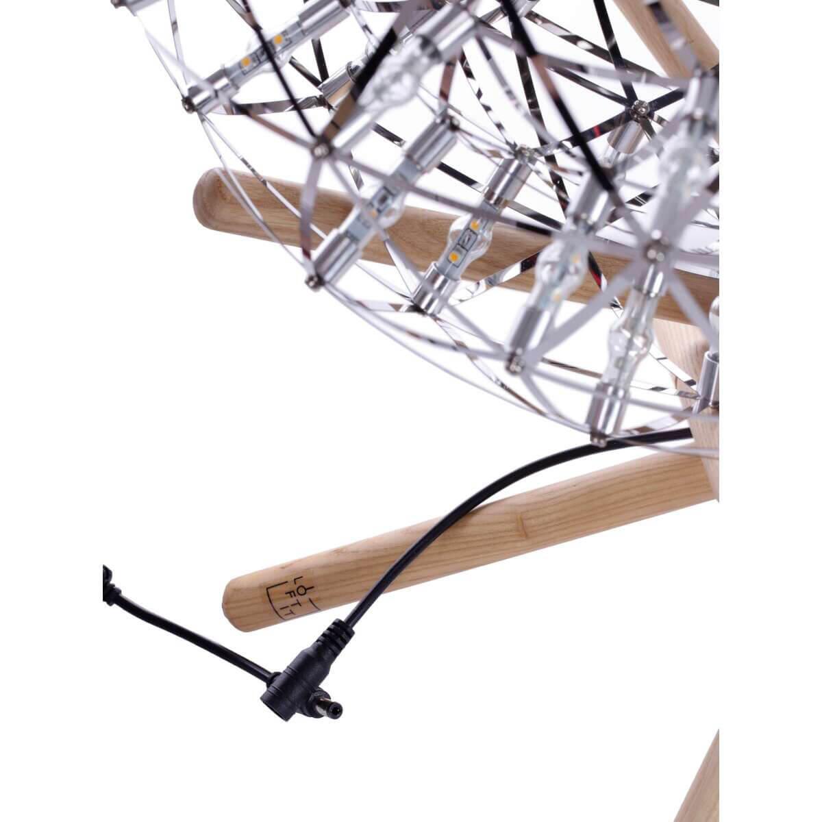 Торшер светодиодный на деревянных ножках 43х43 см хром Loft IT 9027-43F LOFT IT НЕОБЫЧНЫЕ 00-3889307 Хром  - Вид №3