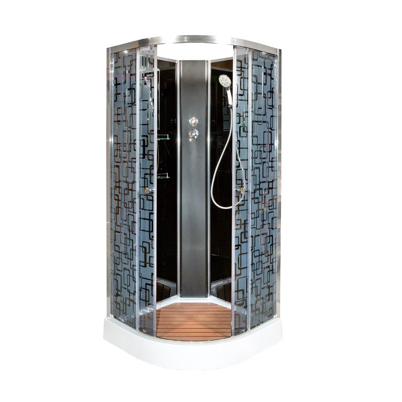 ЕМ1510 с электрикой (эл.) Душевая кабина DETO Серия EM BМ1510 N (без крыши) BLACK - Вид №1