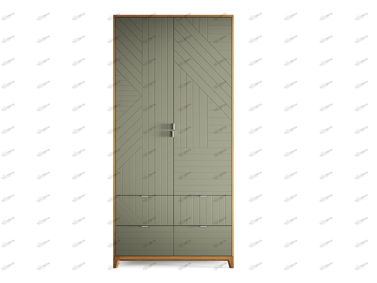 Шкаф распашной двухдверный с ящиками зеленый Case №4 THE IDEA  210406 Зеленый 