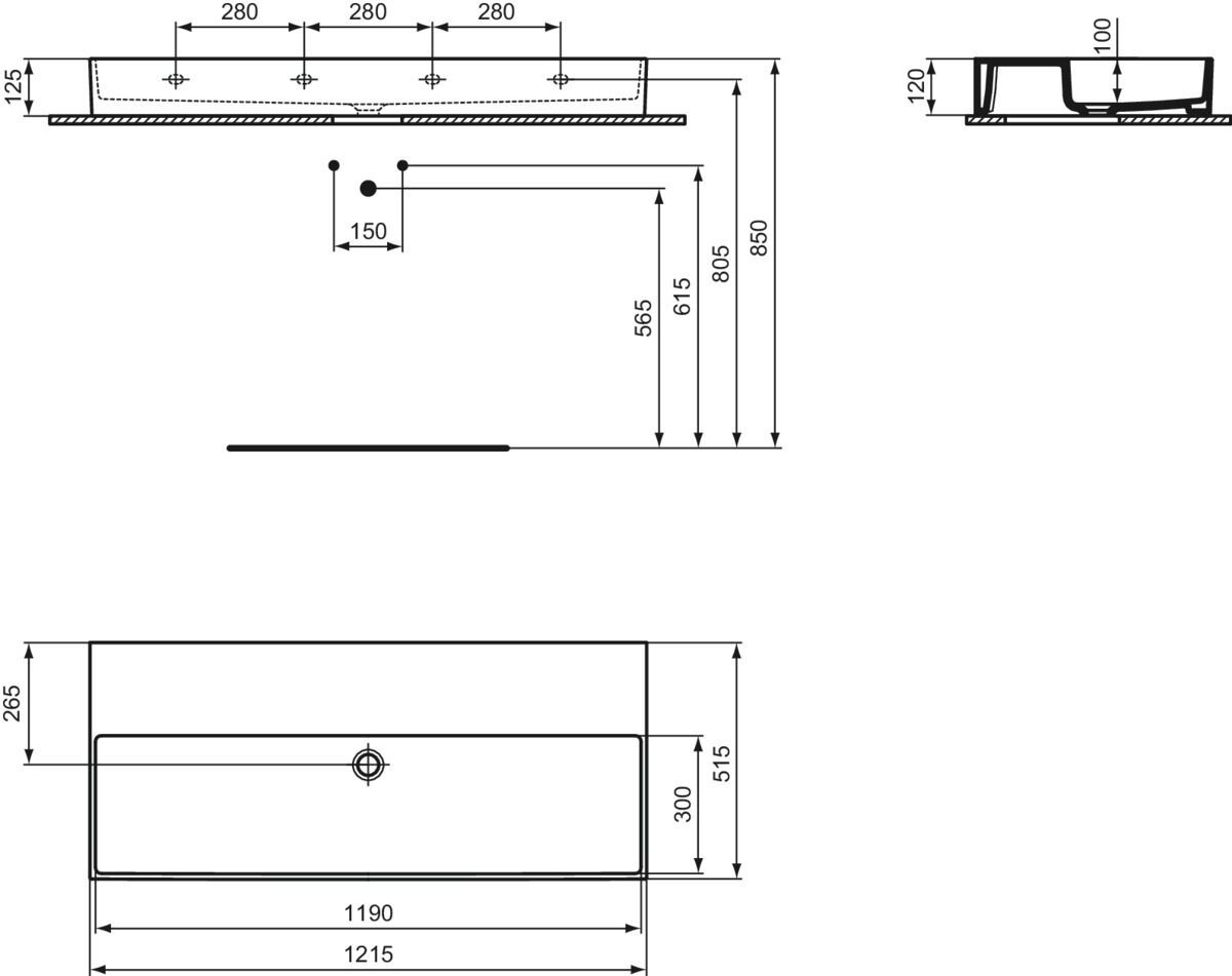 Прямоугольный умывальник Diamatec® Ideal Standard Solos ARCH-00137063 - Вид №2