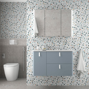 83125 SALGAR Мебель для умывальника UNIIQ 900 BLUE FOG левая 1 дверца и 2 ящика с системой мягкого закрывания 897 x 540 x 450 мм