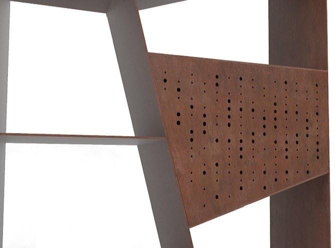 TrackDesign Двусторонний открытый книжный шкаф из стали Corten ™  Ar0889  - Вид №3