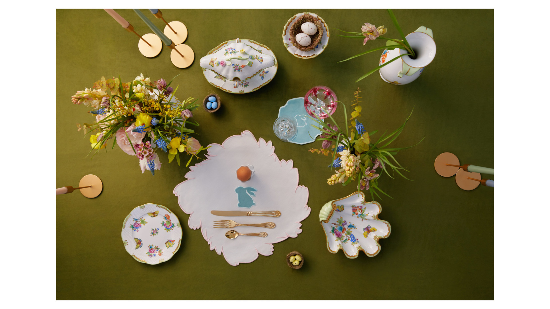 10677594 Truffle Bee Набор плейсматов Truffle Bee Easter bunny velvet 46х46см, 2шт, белый-тиффани, полиэстер Ткань  - Вид №1