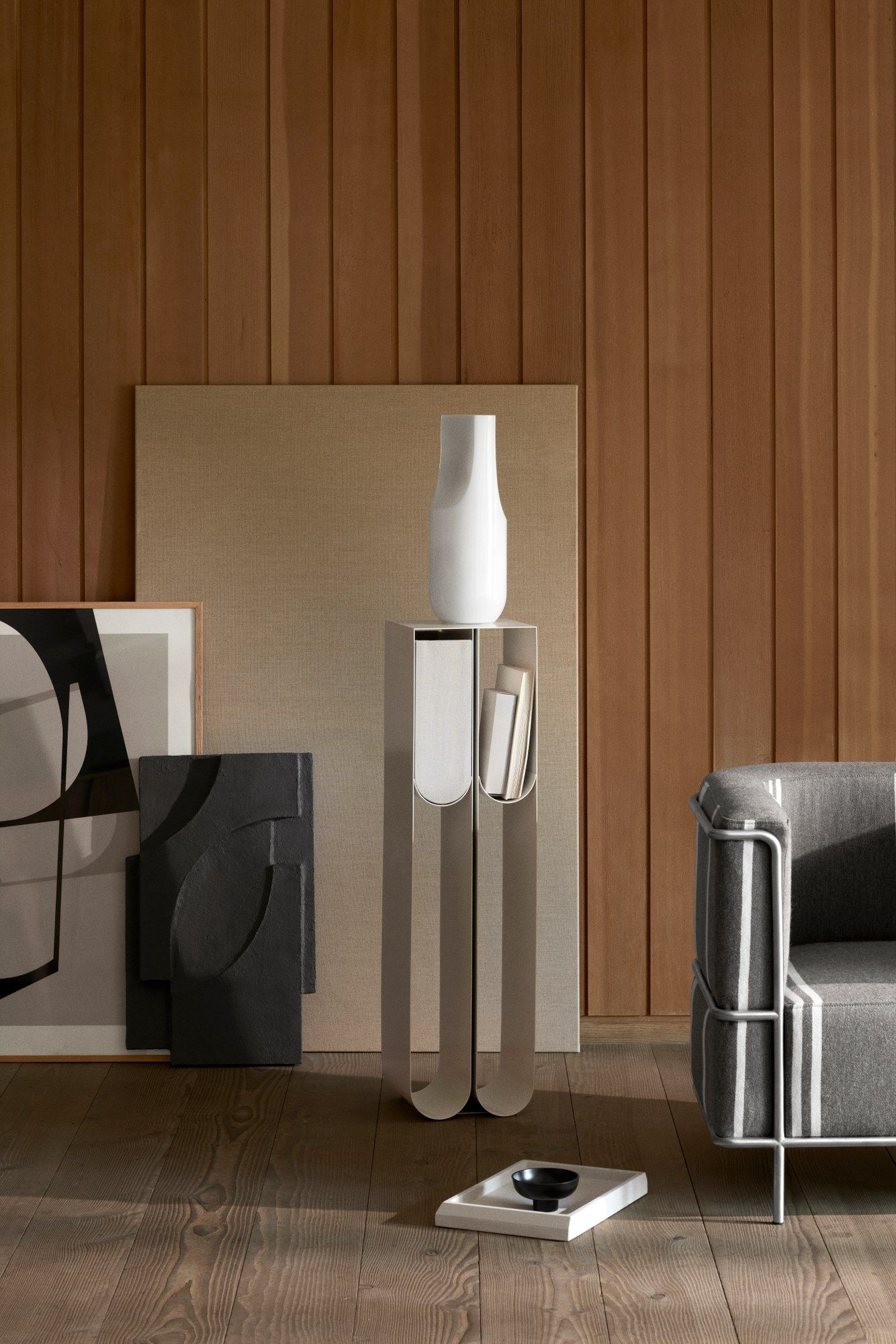 Круглая ваза ручной работы из дутого стекла Kristina Dam Studio засечки ARCH-00067534